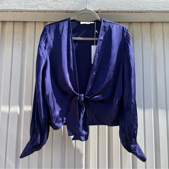 Chemisier Femme Cropped à Nouer – Manches Longues – Taille S – état Très Bon
